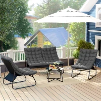 Outsunny Four-Piece Curved Seat Garden Sofa Set - Grey/Black(m-9)