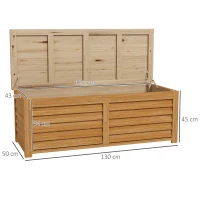 Outsunny 292L Outdoor Storage Box, Wooden Deck Box Garden Storage Container for Balcony, Porch, Poolside, Light Brown(m-3)