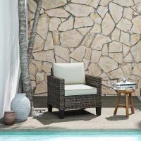 Outsunny Single Rattan Armchair, with Cushions - Brown(m-10)