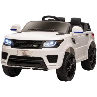 HOMCOM Elektroauto Kinder Elektrofahrzeug 12 V, Doppelmotoren, 3 bis 5 km/h, Weiß(m-1)
