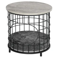 PawHut Table d'appoint pour chat 2 en 1 maison et dôme pour chat niche grotte à chat lit surélevé métal filaire avec coussin amovible - dim. Ø 40 x 40H cm(m-10)