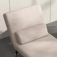 HOMCOM Poltrona Letto Singolo 3 in 1 con Schienale Reclinabile su 5 Livelli, Cuscino Imbottito e Materasso, Divano Letto Singolo Pieghevole per Soggiorno, in Acciaio, Lino, 75x70x75cm, Beige(m-9)