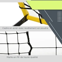 HOMCOM Filet de rebond de football, 184L x 123H cm, rebondisseur de football, 5 angles réglables de 60° à 90°,  jaune et noir(m-4)