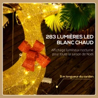 Outsunny 3 cerfs lumineux Noël, en forme de famille de cerfs, rennes lumineux Noël, en acier, 283 LED blanc chaud, or(m-5)