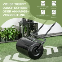 Outsunny Rasenwalze mit U-Griff, Gartenwalze, Gartenrolle, 32 cm Durchmesser, 38 L Wasser-/62 kg Sand, Metall, Schwarz, 58 x 32,5 x 113 cm(m-6)