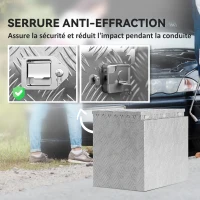 HOMCOM Boîte à outils pour remorque boîte de rangement en aluminium verrouillable en forme trapézoïdal 73,7 x 41 x 46 cm argent(m-8)
