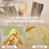 AIYAPLAY Triangle d'escalade, 3 en 1 en bois pour grimper et glisser, charge max. 50 kg, pour 18-48 mois, bois naturel(m-5)