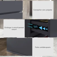 HOMCOM Commode 5 tiroirs sans poignées Moderne en Finition Laquée Grise - Grand Espace de Rangement(m-5)