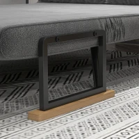 HOMCOM Schlafsofa 2er-Sofa Samtsofa, Schlaffunktion, inkl. 2 Kissen, Samtoptik, Natur + Dunkelgrau + Schwarz(m-7)