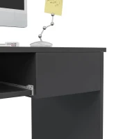 HOMCOM Compact Computer Desk with Keyboard Tray and Drawer, Study Desk, Writing Desk for Home Office, Grey(m-9)