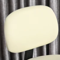 HOMCOM Tabouret de Bar Pivotant Réglable en Hauteur avec Roulettes en Cuir PU Tabouret de Travail Chaise de Bureau 360° Avec Dossier Rembourré Beige 56 x 57 x 104-127 cm(m-4)