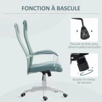 HOMCOM Chaise bureau fauteuil de bureau fonction à bascule hauteur d'assise réglable charge 120 kg 58 x 61 x 115-125 cm vert(m-4)