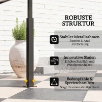 Outsunny Grillpavillon, Gartengrillzelt mit Gewürzregalen, LED-Beleuchtung, Metall, Kunststoff, 243L x 148B x 248H cm, Grau(m-7)