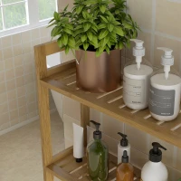 kleankin Badezimmerregal Badregal Toilettenregal, 3 Regale, wasserbeständig, 68 cm x 20 cm x 165 cm, Natur(m-9)
