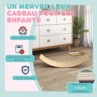 AIYAPLAY Planche d'équilibre pour enfants, planche à balancer, pour enfant de 3 à 8 ans, charge max. 50 kg, en bois, bois naturel(m-6)