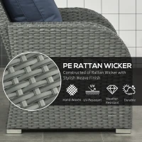 Outsunny Six-piece Outdoor Rattan Dining Set, Outdoor Sofa Set with Reclining Armchairs and Mental Frame, Blue(m-6)