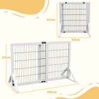 PawHut Barrière de sécurité pour chien barrière de protection à 2 panneaux largeur réglable 63-106 cm en bois acier blanc(m-3)