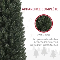HOMCOM Sapin de Noël artificiel, arbre de Noël, base en acier, 390 branches épines, décoration de Noël, Ø 55 x 195H cm, vert(m-5)