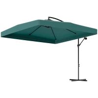 Outsunny Chapéu de Sol de Jardim Chapéu de Sol Excêntrico com Rede Mosquiteira Manivela e Base Cruzada 296x296x265cm Bege(m-11)