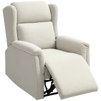 HOMCOM Fauteuil de relaxation, Fauteuil rembourré ajustable avec repose-pieds, inclinable à 160°, Aspect lin, Assemblage rapide, Beige(m-1)