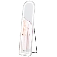 HOMCOM Gebogener Vollkörperspiegel mit LED, 3 einstellbare Lichtfarben, Speicherfunktion, 150 x 40 cm, Silber(m-1)