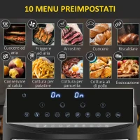HOMCOM Friggitrice ad Aria 8L con Timer e Temperatura Regolabile, in Acciaio e Plastica, 38.8L x 36.3x31.1 cm, Nero(m-5)