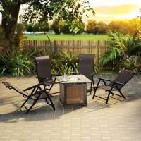 Outsunny Set of Four Folding Garden Chairs, with Seven-Position Adjustable Backs, Dark Brown(m-2)