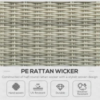 Outsunny 5 Pieces Rattan Bistro Set with Adjustable Back, Reclining Wicker Balcony Furniture with Cushions, Glass Top Coffee Table and Footstools, Outdoor Table and Chairs, Grey(m-4)