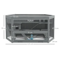 PawHut Cage pour hamsters, 3 étages, bac amovible, bois/métal, 115x60x55 cm(m-3)