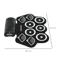 SPORTNOW Électronique drum set, kit de batterie électrique, avec 9 pads, pédales et baguettes de tambour, silicone, blanc et noir(m-3)