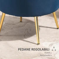 HOMCOM Poltrona a Conchiglia, Poltroncina Vintage, Poltroncina da Camera e Salotto, Design Elegante, con Schienale Alto, 76x67x74cm, Blu(m-7)