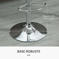 HOMCOM Lot de 2 tabourets de bar chaise haute cuisine avec dossier et repose-pieds, hauteur réglable, 38x42x82-104cm, blanc(m-7)