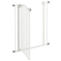 PawHut Pressure Fit Dog Stair Gate No Drilling Safety Gate Auto Close for Doorways, Hallways, 74-80cm Adjustable, 94cm Tall, White(m-8)