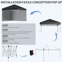 Outsunny Tonnelle barnum de jardin pop-up pliant réglable en hauteur protection UV 30+ 2 parois latérales sac de transport inclus(m-5)