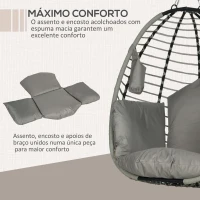 Outsunny Cadeira Supensa com Suporte com Cesta Dobrável Almofada e Apoio para a Cabeça  110x100x188 cm Cinza e Preto(m-6)
