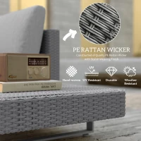 Outsunny Three-Piece Rattan Sofa Set, with Cushions - Light Grey(m-4)