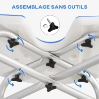 HOMCOM Tabouret de douche siège de douche hauteur ajustable 39-51,5 cm barre d'appui à ventouse patins à ventouse bleu foncé(m-6)