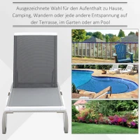Outsunny Sonnenliege, Gartenliege, verstellbare Rückenlehne, Aluminium, Grau(m-7)