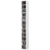 HOMCOM Rangements pour CD et DVD avec 12 compartiments, capacité max. 204 CD, 21 x 20 x 175 cm, blanc