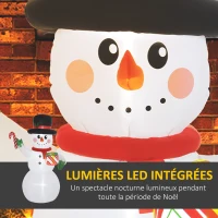 Outsunny Bonhomme de neige gonflable de Noël de 180 cm avec lumières LED, matériel fixation et souffleur, intérieur et extérieur(m-4)