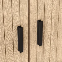 HOMCOM Nachttisch, Beistelltisch, skandinavischer Stil mit 2 Schiebetüren und Stahlbeinen 48 x 40 x 48 cm, Holzoptik(m-5)