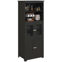 HOMCOM Küchenschrank Buffet Küchenvitrine Aufbewahrungsmöbel multi-rangements 60B x 30T x 162H cm Schwarz(m-6)