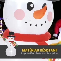 Outsunny Bonhomme de neige gonflable de Noël de 180 cm avec lumières LED, matériel fixation et souffleur, intérieur et extérieur(m-5)