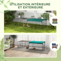 PawHut Parc enclos modulable acier avec bache pour lapins rongeurs petits animaux intérieur extérieur 185L x 75l x 50H cm vert(m-5)