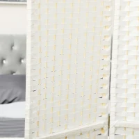 HOMCOM Biombo Separador de Ambientes de 4 Paneles Biombo Plegable 160x170 cm para Salón Dormitorio Oficina Blanco(m-8)