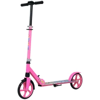 AIYAPLAY Foldable Kids Scooter with Adjustable Handlebar, 200mm Big Wheel, Rear Fender Brake, for Ages 6-12 Years, Pink(m-11)