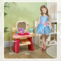 AIYAPLAY Coiffeuse pour enfants 23 PCS, table de maquillage avec miroir, lumière LED et musique, pour enfants de 3 à 6 ans, rose(m-3)