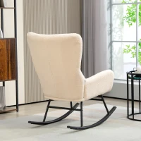 HOMCOM Rocking Chair, Rocking Chair with 10 cm Thick Seat, Curved Steel Legs, Beige and Black(m-7)