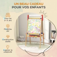 AIYAPLAY Chevalet peinture pour enfants, tableau enfant double face 3 en 1 hauteur réglable 61l x 47P x 113H cm bois naturel(m-7)