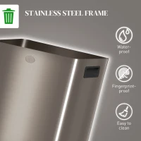 HOMCOM 40L Dual Compartment Stainless Steel Bin, with Deodoriser Holders - Gold Tone(m-8)